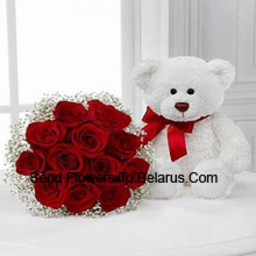 11 Rode Rozen met 14 Inch Schattige Teddybeer