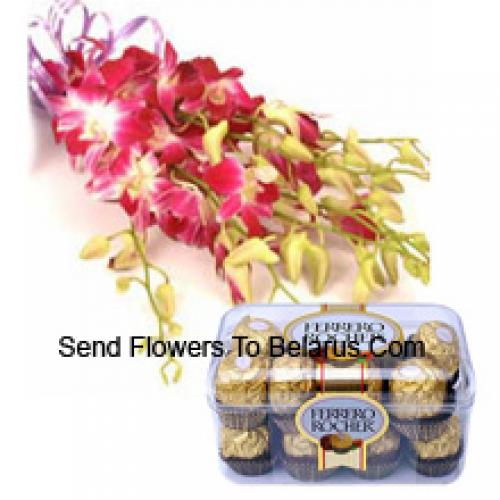 Orchidées roses charmantes avec 16 Pcs Ferrero Rochers