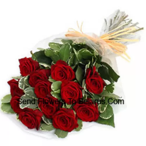 A Beautiful Bunch Of 11 Red Roses With Seasonal Fillers