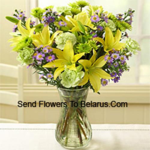 Beautiful Yellow Lilies with Assorted Flowers