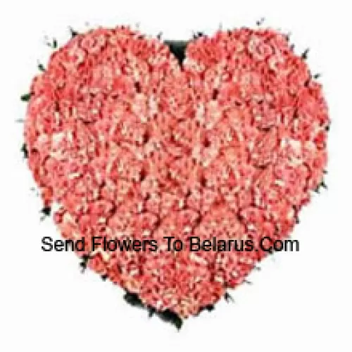 Heart Shaped Arrangement Of 101 Pink Carnations