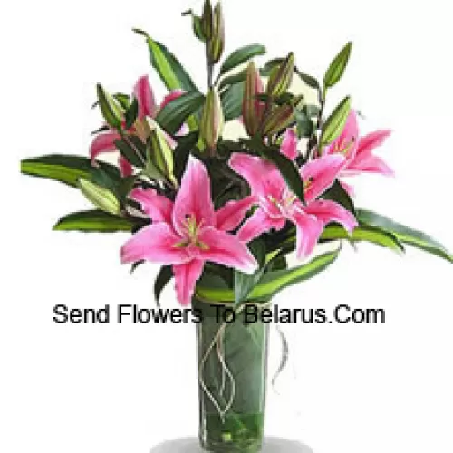 Pink Colored Lilies In A Vase