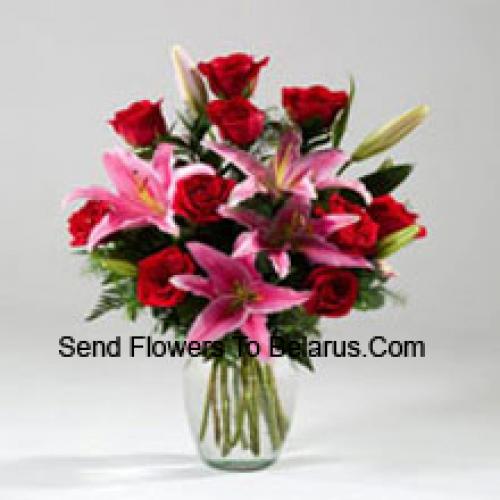 Cute Roses and Pink Lilies