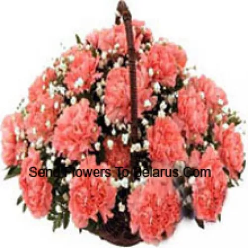 Basket Of 25 Pink Carnations