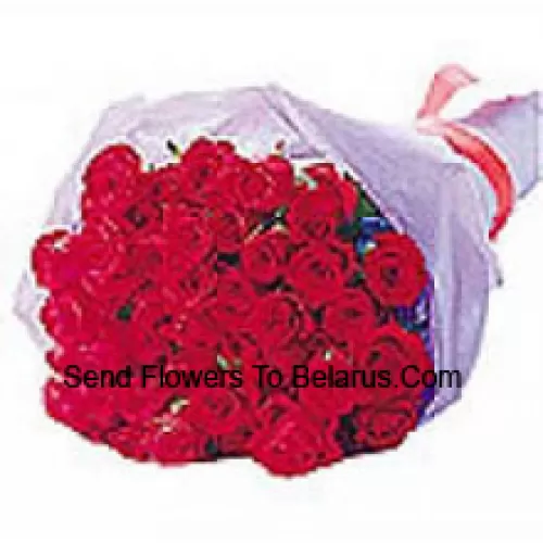 Beautifully Wrapped Bunch Of 25 Red Roses