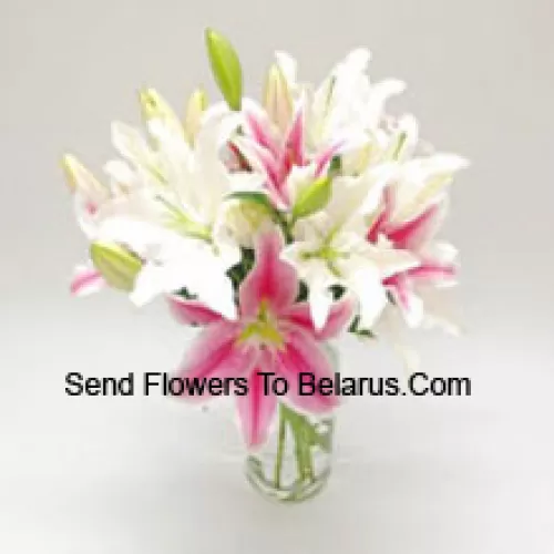 Mixed Colored Lilies In A Vase