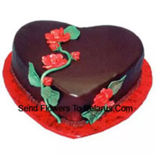 1 Kg (2.2 Lbs) Heart Shaped Chocolate Truffle Cake