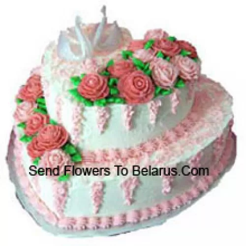 4 Kg (8.8 Lbs) Two Tier Heart Shaped Cake