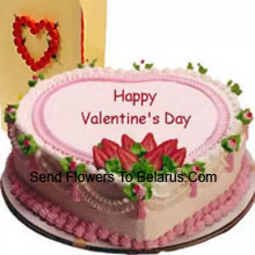 1 Kg (2.2 Lbs) Heart Shaped Strawberry Cake