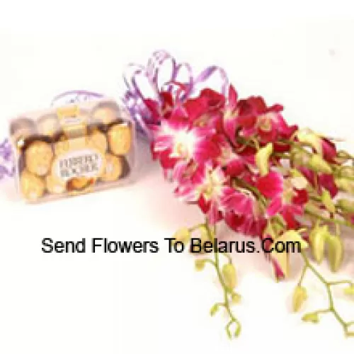 Bunch Of Orchids With 16 Pcs Ferrero Rocher