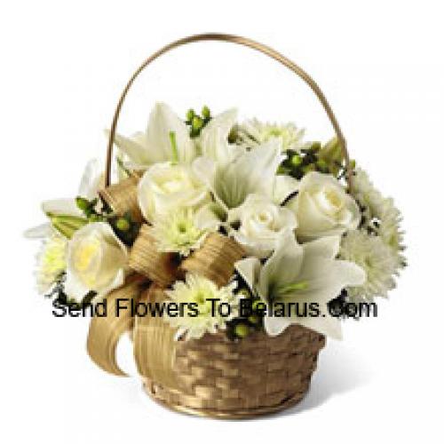 Basket of Assorted White Flowers